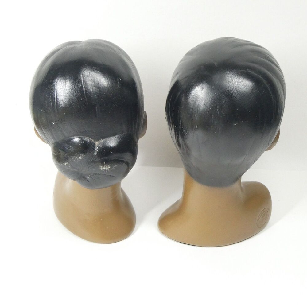 2 Marwal Busts Chalkware 1960s African American Heads Statues Ceramic MCM - Picture 9 of 15